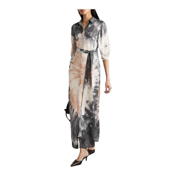 $5490 Gabriela Hearst Daisy Belted Tie-dyed Cashmere and Silk Maxi Dress Size 2 - Picture 5 of 12